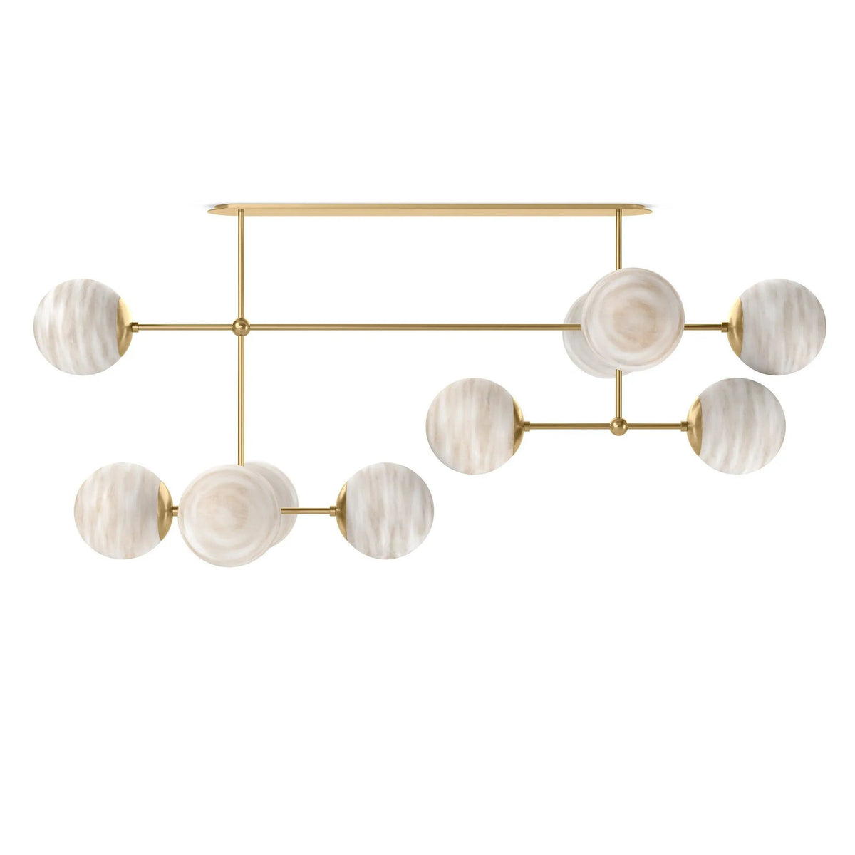 Armstrong Burnished Brass Marbled Matte Glass Linear Chandelier | ready to ship!