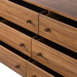 Featuring Arturo Natural Walnut 6 Drawer Dresser by Four Hands at Amethyst Home. Inspired by campaign-style furniture of the 1800s â€” packable pieces first designed for traveling military use â€” a simply shaped dresser of natural walnut features a subtly inset top and rounded legs, finished with wooden hardware.
Collection: WallisColors: Natural Walnut ,N. Amethyst Home provides interior design, new home construction design consulting, vintage area rugs, and lighting in the Calabasas metro area.