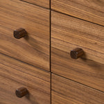 Featuring Arturo Natural Walnut 6 Drawer Dresser by Four Hands at Amethyst Home. Inspired by campaign-style furniture of the 1800s â€” packable pieces first designed for traveling military use â€” a simply shaped dresser of natural walnut features a subtly inset top and rounded legs, finished with wooden hardware.
Collection: WallisColors: Natural Walnut ,N. Amethyst Home provides interior design, new home construction design consulting, vintage area rugs, and lighting in the Charlotte metro area.