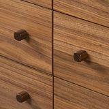 Featuring Arturo Natural Walnut 6 Drawer Dresser by Four Hands at Amethyst Home. Inspired by campaign-style furniture of the 1800s â€” packable pieces first designed for traveling military use â€” a simply shaped dresser of natural walnut features a subtly inset top and rounded legs, finished with wooden hardware.
Collection: WallisColors: Natural Walnut ,N. Amethyst Home provides interior design, new home construction design consulting, vintage area rugs, and lighting in the Charlotte metro area.