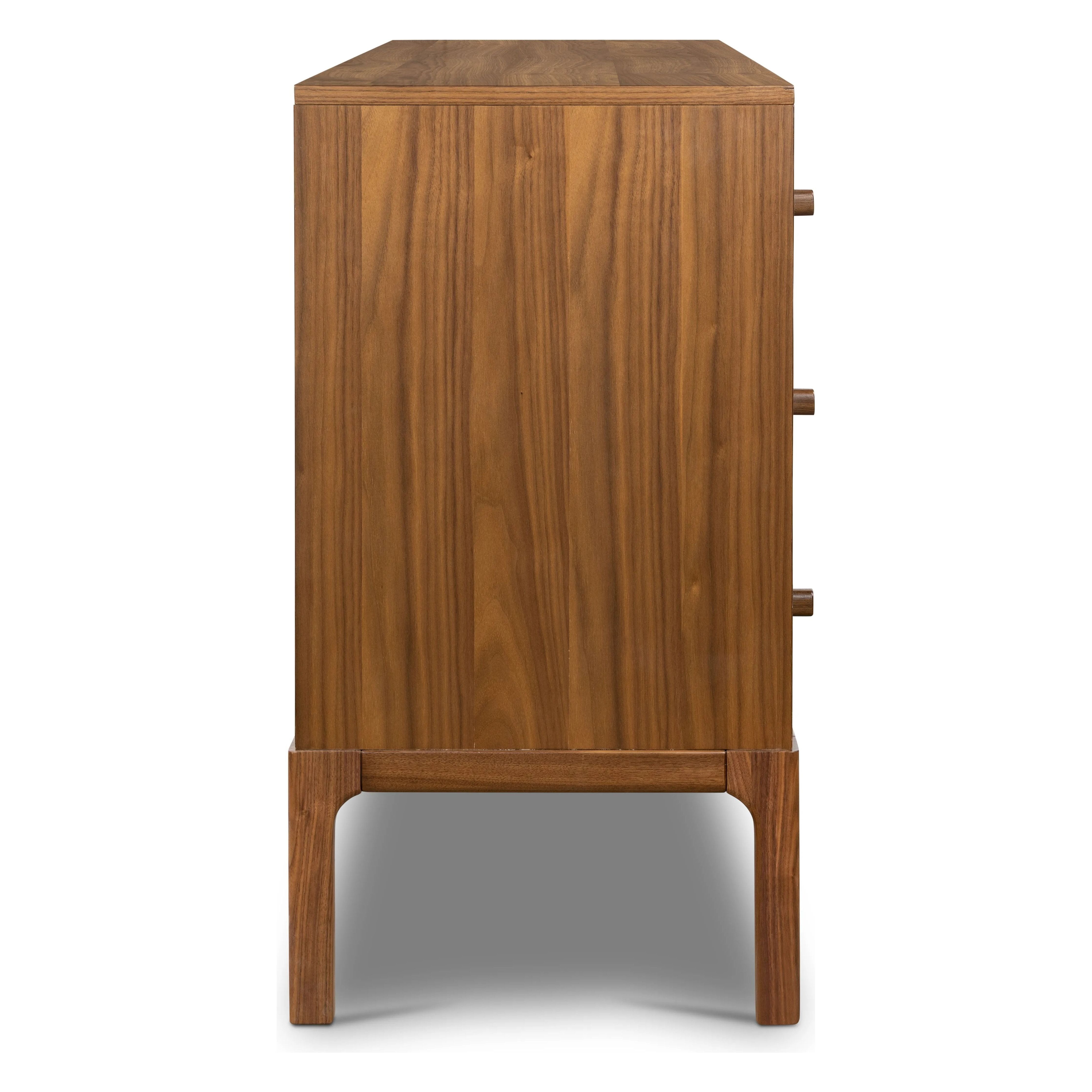 Featuring Arturo Natural Walnut 6 Drawer Dresser by Four Hands at Amethyst Home. Inspired by campaign-style furniture of the 1800s â€” packable pieces first designed for traveling military use â€” a simply shaped dresser of natural walnut features a subtly inset top and rounded legs, finished with wooden hardware.
Collection: WallisColors: Natural Walnut ,Nat. Amethyst Home provides interior design, new home construction design consulting, vintage area rugs, and lighting in the Houston metro area.