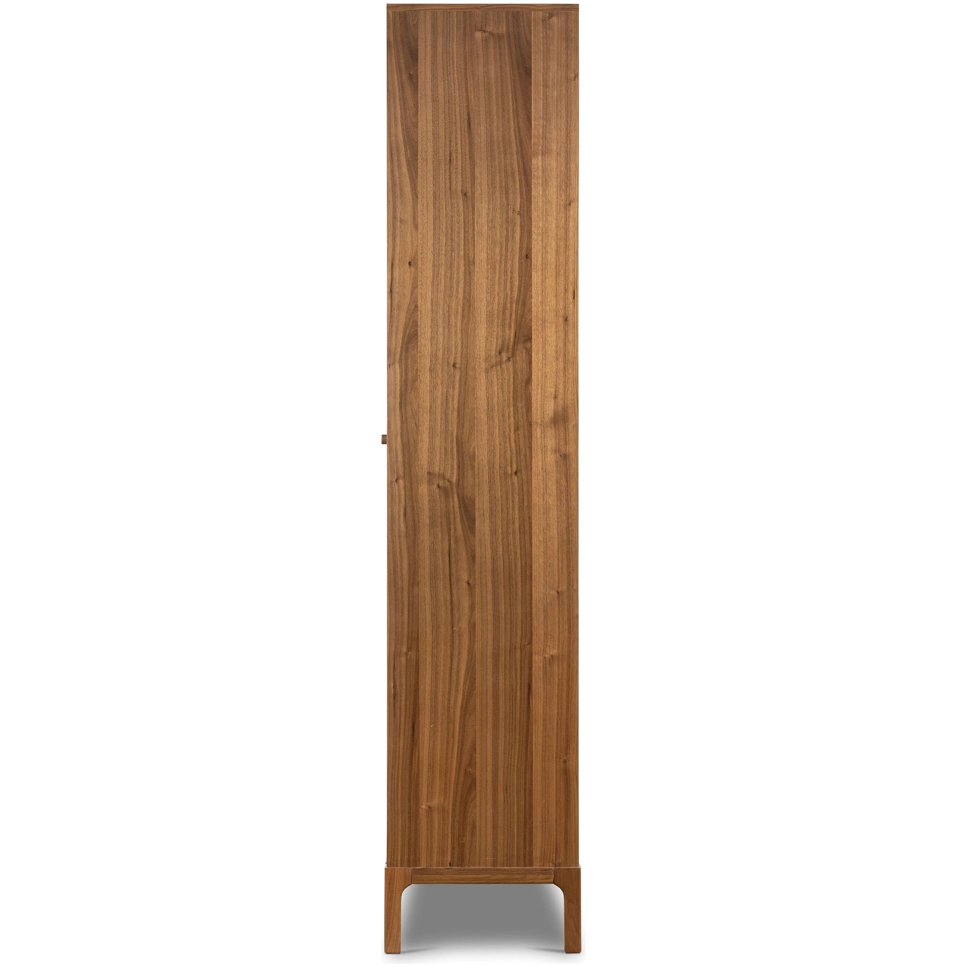 Framed panels, softened corners and tapered spindle legs speak to the vintage European inspiration behind this spacious cabinetry style. Made from natural-finished walnut and walnut veneer Amethyst Home provides interior design, new home construction design consulting, vintage area rugs, and lighting in the Dallas metro area.