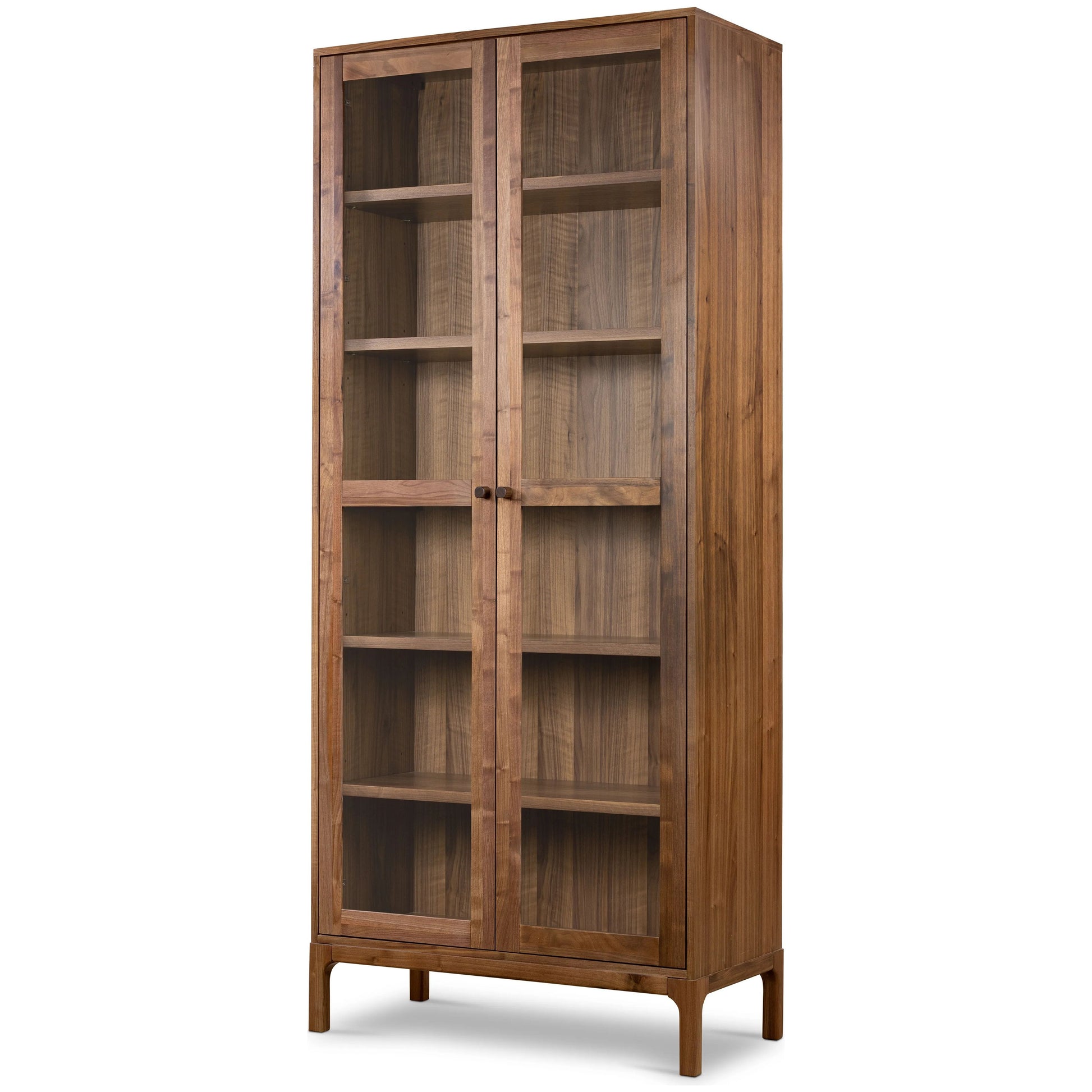 Framed panels, softened corners and tapered spindle legs speak to the vintage European inspiration behind this spacious cabinetry style. Made from natural-finished walnut and walnut veneer Amethyst Home provides interior design, new home construction design consulting, vintage area rugs, and lighting in the Salt Lake City metro area.