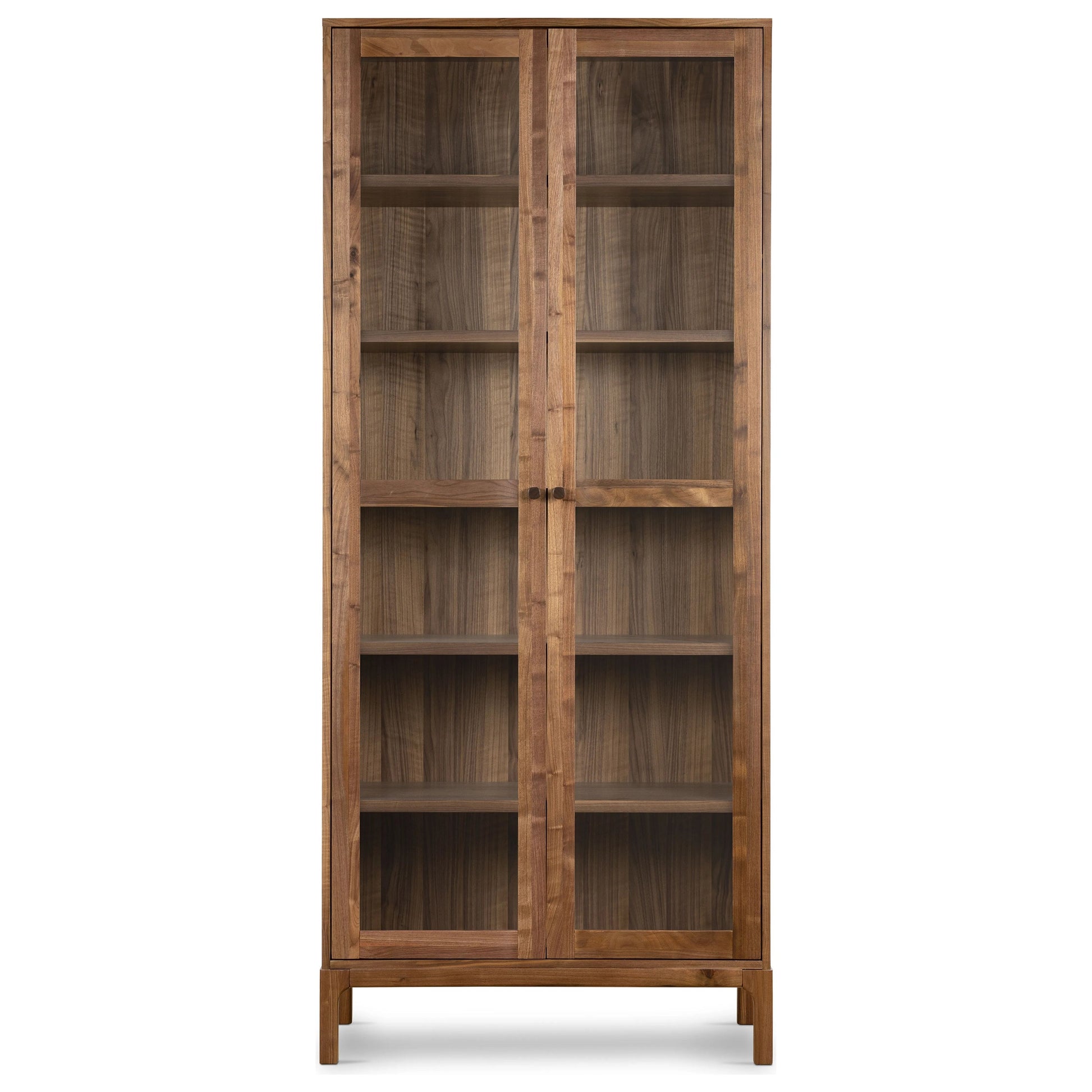 Framed panels, softened corners and tapered spindle legs speak to the vintage European inspiration behind this spacious cabinetry style. Made from natural-finished walnut and walnut veneer Amethyst Home provides interior design, new home construction design consulting, vintage area rugs, and lighting in the Seattle metro area.