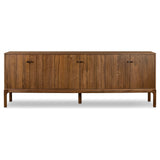 Inspired by campaign-style furniture of the 1800s â€” packable pieces first designed for traveling military use â€” a simply shaped sideboard of natural walnut features a subtly inset top and rounded legs, finished with wooden hardware Amethyst Home provides interior design, new home construction design consulting, vintage area rugs, and lighting in the Park City metro area.