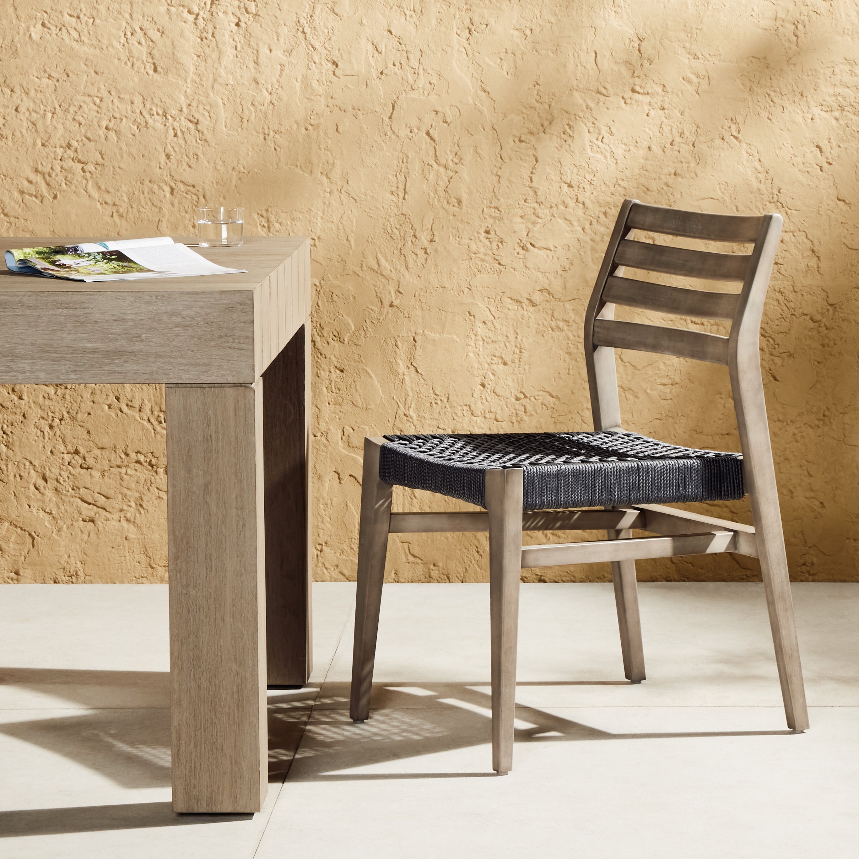 Featuring Audra Grey Outdoor Dining Chair by Four Hands at Amethyst Home. no descriptionOverall Dimensions: 19.75"W x 22.50"L x 32.75"H
Collection: HalstedColors: Grey Eucalyptus ,Slate Grey RopeMaterials: FscÂ® Eucalyptus ,98% Pp, 2% Pl Weight: 11.02 lbsSeat Depth: 17.75"Seat Height: 18.25"Seat Construction: Other. Amethyst Home provides interior design, new construction, custom furniture, and area rugs in the Dallas metro area.