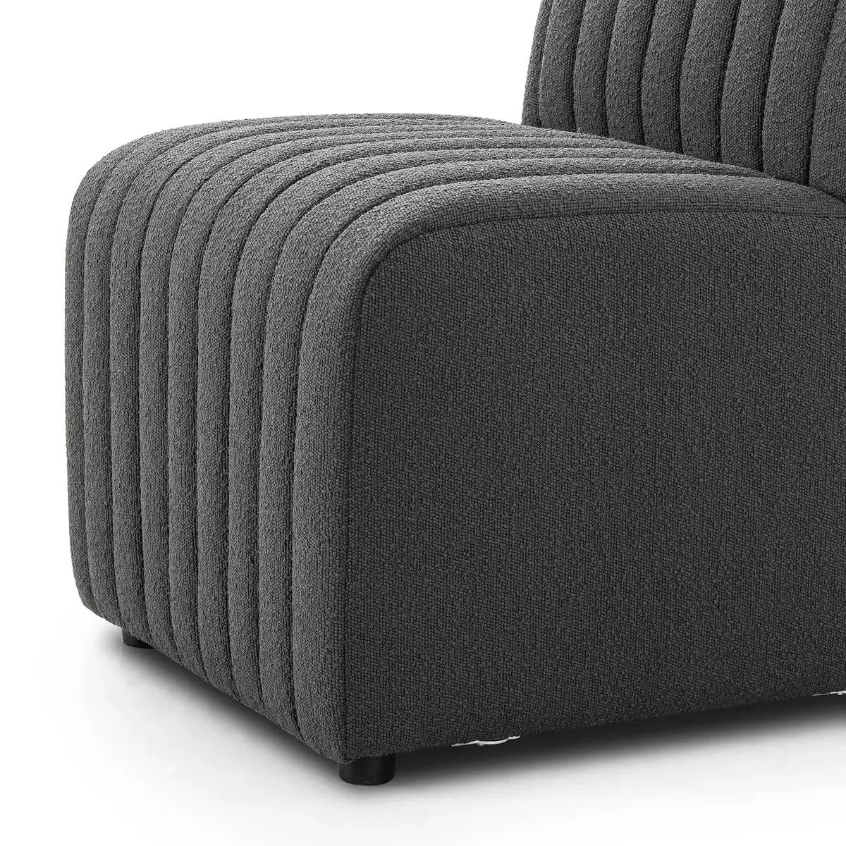 Featuring Augustine Dining Bench Pieces in Fiqa Boucle Charcoal by Four Hands at Amethyst Home. We love the dramatic channeling, for trend-forward texture and sumptuous sit with this Augustine Dining Bench Pieces. Comfy and perfect for gathering the whole family. 
Choose your pieces:Chair: 25"W x 28"L x 31.50"HCorner Chair: 28"W x 28"L x 31.50"HChair + Half. Amethyst Home provides interior design, new home construction design consulting, vintage area rugs, and lighting in the Nashville metro area.