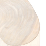 Natural beauty, total novelty. Bleached oyster-cut Guanacaste forms a petite, kidney-shaped coffee table. Visible rings speak to woods' natural graining, while a dark gunmetal-finished base provides clean contrast to the whole look. Short piece; measures 49.5"x24"x11.75". Option to pair with taller piece, sold separately. Amethyst Home provides interior design, new construction, custom furniture, and area rugs in the Boston metro area.