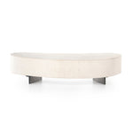 Natural beauty, total novelty. Bleached oyster-cut Guanacaste forms a petite, kidney-shaped coffee table. Visible rings speak to woods' natural graining, while a dark gunmetal-finished base provides clean contrast to the whole look. Short piece; measures 49.5"x24"x11.75". Option to pair with taller piece, sold separately. Amethyst Home provides interior design, new construction, custom furniture, and area rugs in the Calabasas metro area.