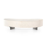 Natural beauty, total novelty. Bleached oyster-cut Guanacaste forms a petite, kidney-shaped coffee table. Visible rings speak to woods' natural graining, while a dark gunmetal-finished base provides clean contrast to the whole look. Short piece; measures 49.5"x24"x11.75". Option to pair with taller piece, sold separately. Amethyst Home provides interior design, new construction, custom furniture, and area rugs in the Calabasas metro area.
