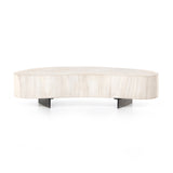 Natural beauty, total novelty. Bleached oyster-cut Guanacaste forms a petite, kidney-shaped coffee table. Visible rings speak to woods' natural graining, while a dark gunmetal-finished base provides clean contrast to the whole look. Short piece; measures 49.5"x24"x11.75". Option to pair with taller piece, sold separately. Amethyst Home provides interior design, new construction, custom furniture, and area rugs in the Monterey metro area.
