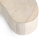 Natural beauty, total novelty. Bleached oyster-cut Guanacaste forms a petite, kidney-shaped coffee table. Visible rings speak to woods' natural graining, while a dark gunmetal-finished base provides clean contrast to the whole look. Short piece; measures 49.5"x24"x11.75". Option to pair with taller piece, sold separately. Amethyst Home provides interior design, new construction, custom furniture, and area rugs in the Winter Garden metro area.