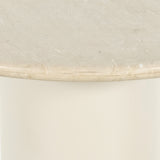 Simply sophisticated. A bistro-style table inspired by 1970s Italian design, an ivory-finished iron base supports a rounded tabletop of cream-colored solid marble, for a fresh, monochromatic look that pairs with just about anything. Amethyst Home provides interior design, new construction, custom furniture and area rugs in the Portland metro area
