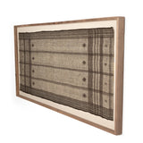 Featuring Bhujodi Mocha Textile by Four Hands at Amethyst Home. A Bhujodi-style textile is framed within rustic walnut for a gallery-quality look. Handmade in Austin, Texas.Overall Dimensions: 75"W x 2.50"L x 35"HColors: Rustic 2.5 Walnut, Bhujodi MochaMaterials: Rustic Walnut, 100% Wool. Amethyst Home provides interior design, new home construction design consulting, vintage area rugs, and lighting in the Charlotte metro area.