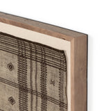 Featuring Bhujodi Mocha Textile by Four Hands at Amethyst Home. A Bhujodi-style textile is framed within rustic walnut for a gallery-quality look. Handmade in Austin, Texas.Overall Dimensions: 75"W x 2.50"L x 35"HColors: Rustic 2.5 Walnut, Bhujodi MochaMaterials: Rustic Walnut, 100% Wool. Amethyst Home provides interior design, new home construction design consulting, vintage area rugs, and lighting in the Winter Garden metro area.