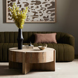 Featuring Bingham Rustic Oak Coffee Table by Four Hands at Amethyst Home. An organic-spirited statement piece. A drum-style coffee table of character-rich oak and veneers rests within a sculptural cradle base of matching rustic oak with beautiful highs and lows.
Collection: WessonColors: Rustic Oak VeneerMaterials: Thick Oak VeneerOverall Dimensions: 41.50"W x 41.50"L x 17.75"H Wei. Amethyst Home provides interior design, new construction, custom furniture, and area rugs in the Seattle metro area.