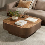 Featuring Blanco Warm Umber Burl Coffee Table by Four Hands at Amethyst Home. Made from warm-toned burl, a soft-squared tabletop features a patchwork pattern to bring novel movement to the modern coffee table. Veneer sides and an inset base complete a beautifully light look.Overall Dimensions: 40"W x 40"L x 16"H
Collection: WessonColors: Dark Mahogany ,Black Plywood ,Warm Umber . Amethyst Home provides interior design, new construction, custom furniture, and area rugs in the Washington metro area.