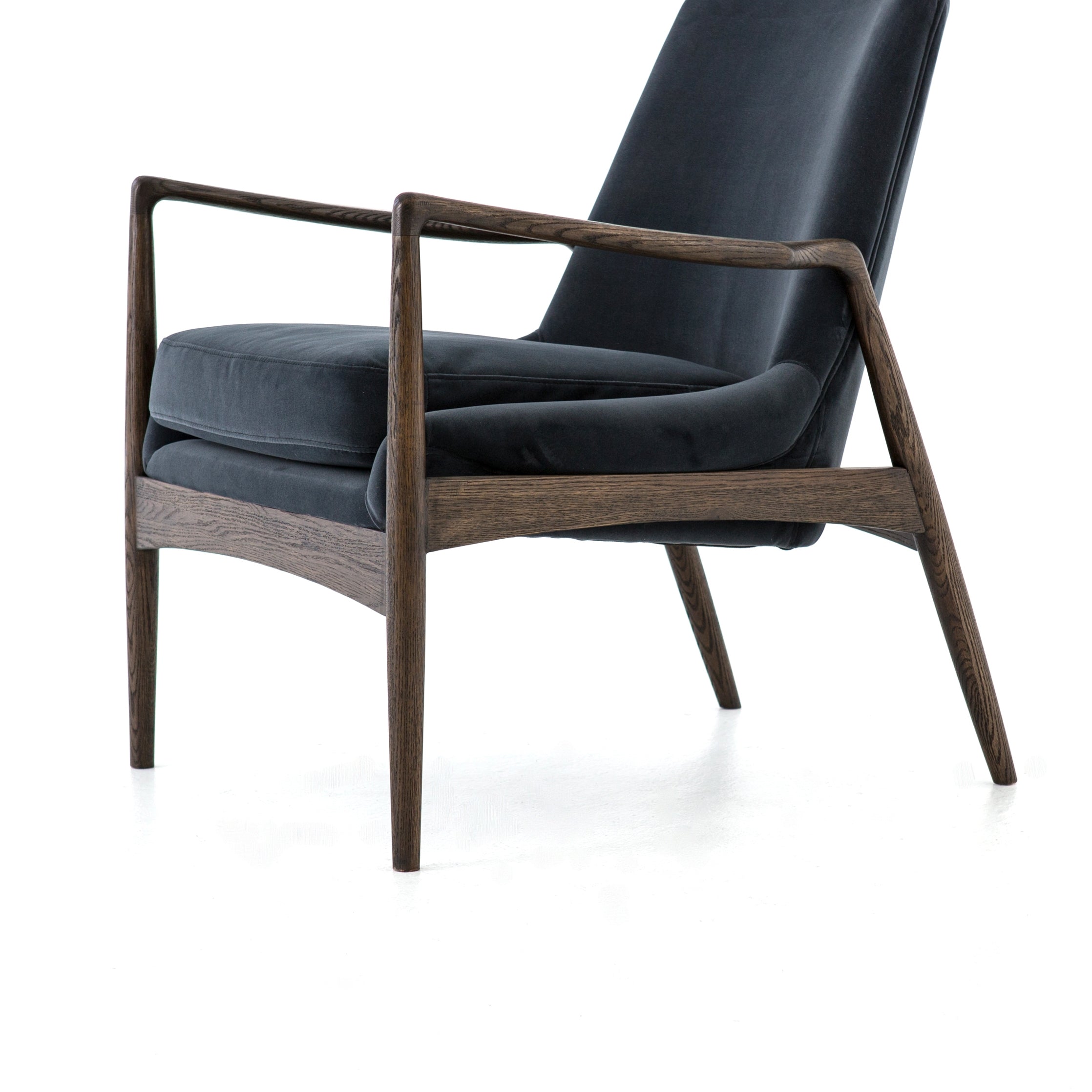 Featuring Braden Modern Velvet Shadow Chair by Four Hands at Amethyst Home. Dramatic arms and deep seat offer relaxation with mid-century modern sophistication. Sculpted cedar frame adds an architectural feel to neutral-toned velvet upholstery.Overall Dimensions: 27.25"W x 30.25"L x 32.25"H
Collection: AshfordColors: Modern Velvet Shadow ,Warm OakMaterials: 100% Polyester ,Solid . Amethyst Home provides interior design, new construction, custom furniture, and area rugs in the Park City metro area.