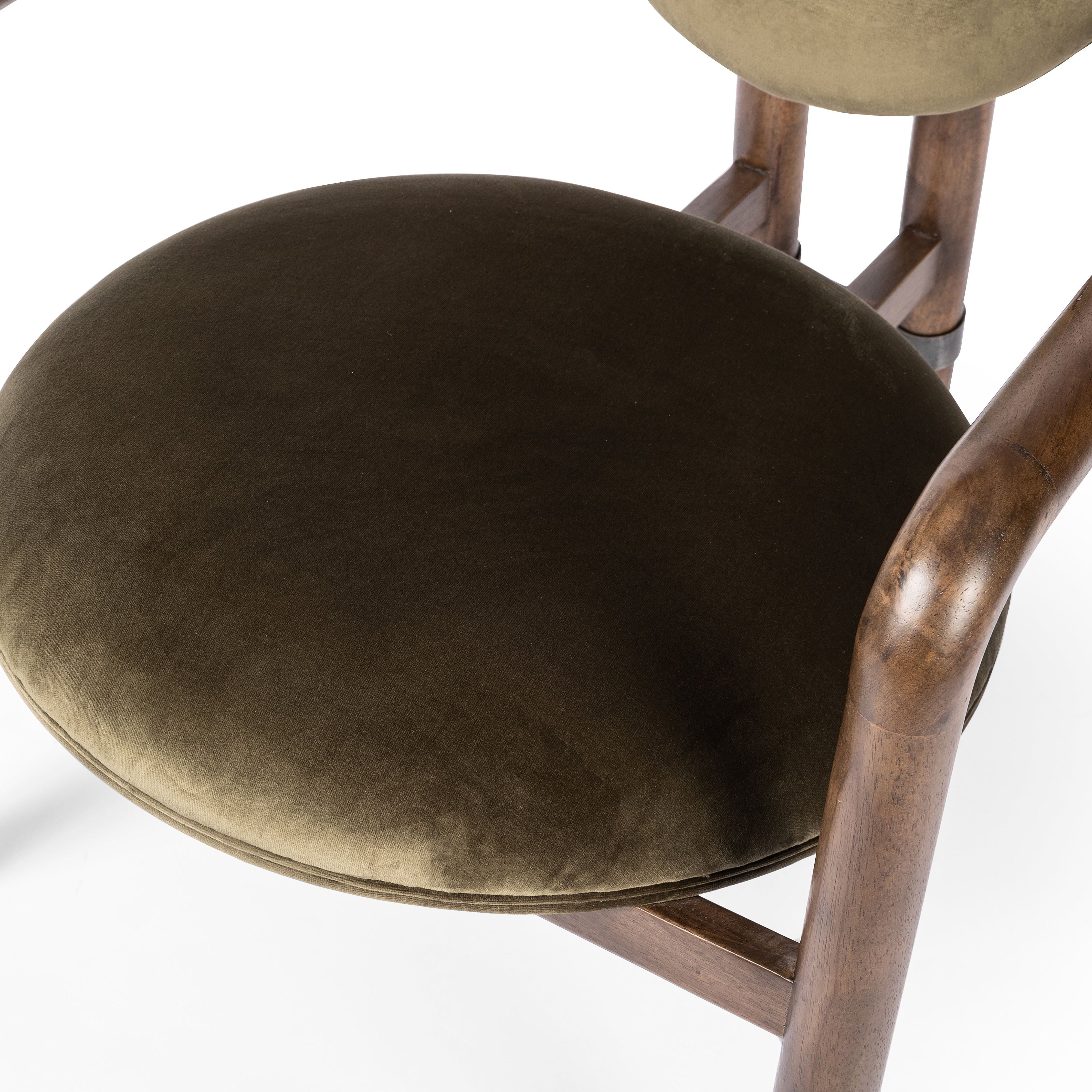 Featuring Bria Surrey Olive Chair by Four Hands at Amethyst Home. A playful take on Italian modernism. Solid parawood crafts a slim, curved frame and rear mock-tripod. Upholstered in a velvety olive-colored cotton-poly with subtle highs and lows that change in appearance depending on the direction of the fabric's nap.
Overall Dimensions: 26"W x 30"L x 31"HColors: Surrey Olive , Vi. Amethyst Home provides interior design, new construction, custom furniture and area rugs in the Washington metro area