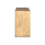 A large, waterfall-style sideboard inspired by Chinese antiques is made from solid pine with a light, distressed finish and butterfly joint connections. Rear cutouts for cord management.Collection: Well Amethyst Home provides interior design, new home construction design consulting, vintage area rugs, and lighting in the Nashville metro area.
