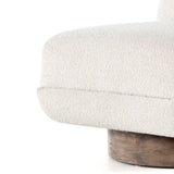 Featuring Bronwyn Knoll Natural Swivel Chair by Four Hands at Amethyst Home. A stylish play on function. With chunky, cream-colored upholstery, armless accent seating tops a parawood 360-degree swivel base, wire-brushed for vintage vibes. Option to pair with matching side table, which can be fastened or removed from either side with ease.Overall Dimensions: 25"W x 39"L x 31.50". Amethyst Home provides interior design, new construction, custom furniture, and area rugs in the Kansas City metro area.