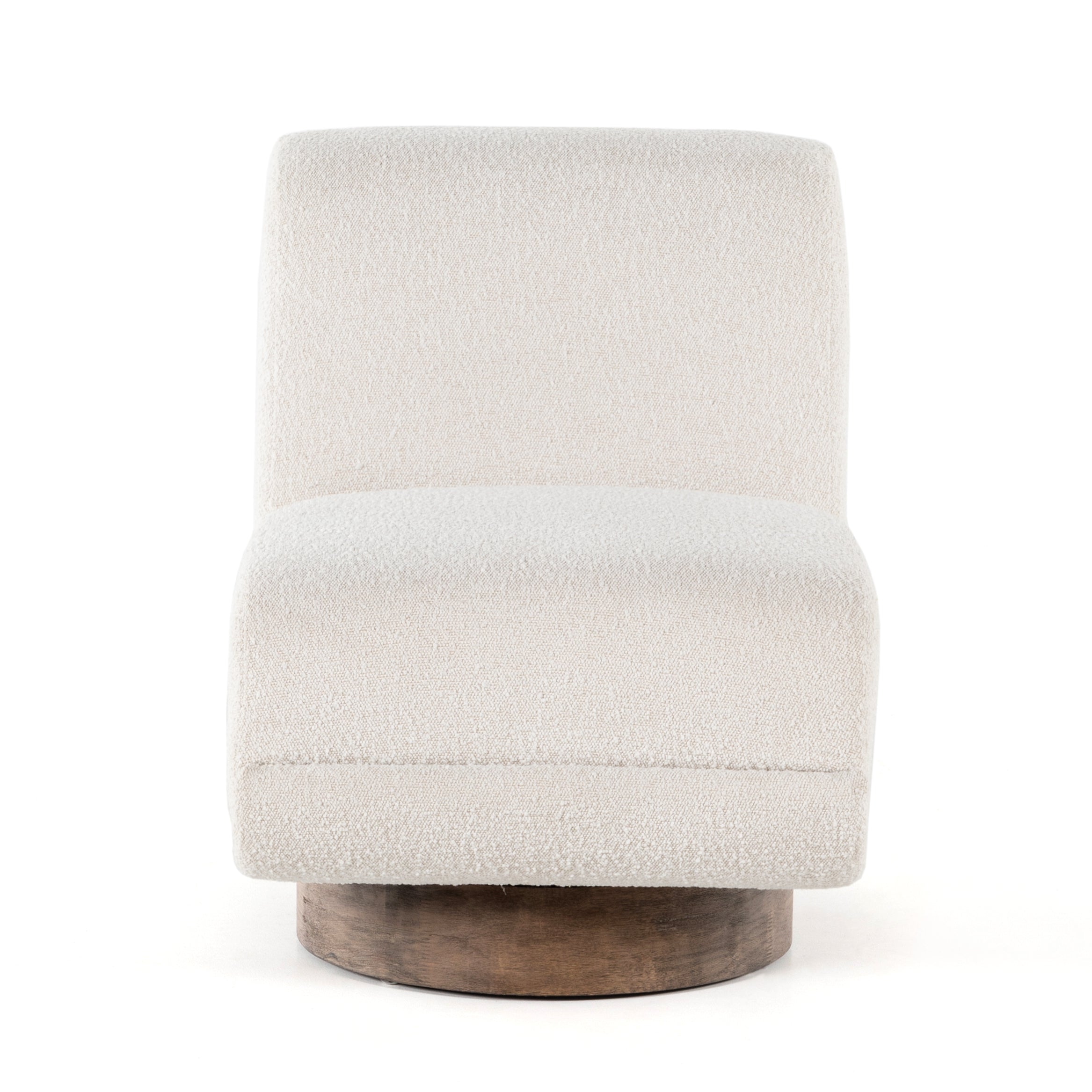 Featuring Bronwyn Knoll Natural Swivel Chair by Four Hands at Amethyst Home. A stylish play on function. With chunky, cream-colored upholstery, armless accent seating tops a parawood 360-degree swivel base, wire-brushed for vintage vibes. Option to pair with matching side table, which can be fastened or removed from either side with ease.Overall Dimensions: 25"W x 39"L x 31.50"H
C. Amethyst Home provides interior design, new construction, custom furniture, and area rugs in the Monterey metro area.