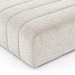 Featuring Langham Napa Sandstone Ottoman by Four Hands at Amethyst Home. Wide, vertical channels and low styling speaks to modish Italian influence. Sandstone-colored covering and modular components allow for versatility in any space. Ottoman to matching sectional. Performance fabrics are specially created to withstand spills, stains, high traffic and wear. Amethyst Home provides interior design, new home construction design consulting, vintage area rugs, and lighting in the Des Moines metro area.