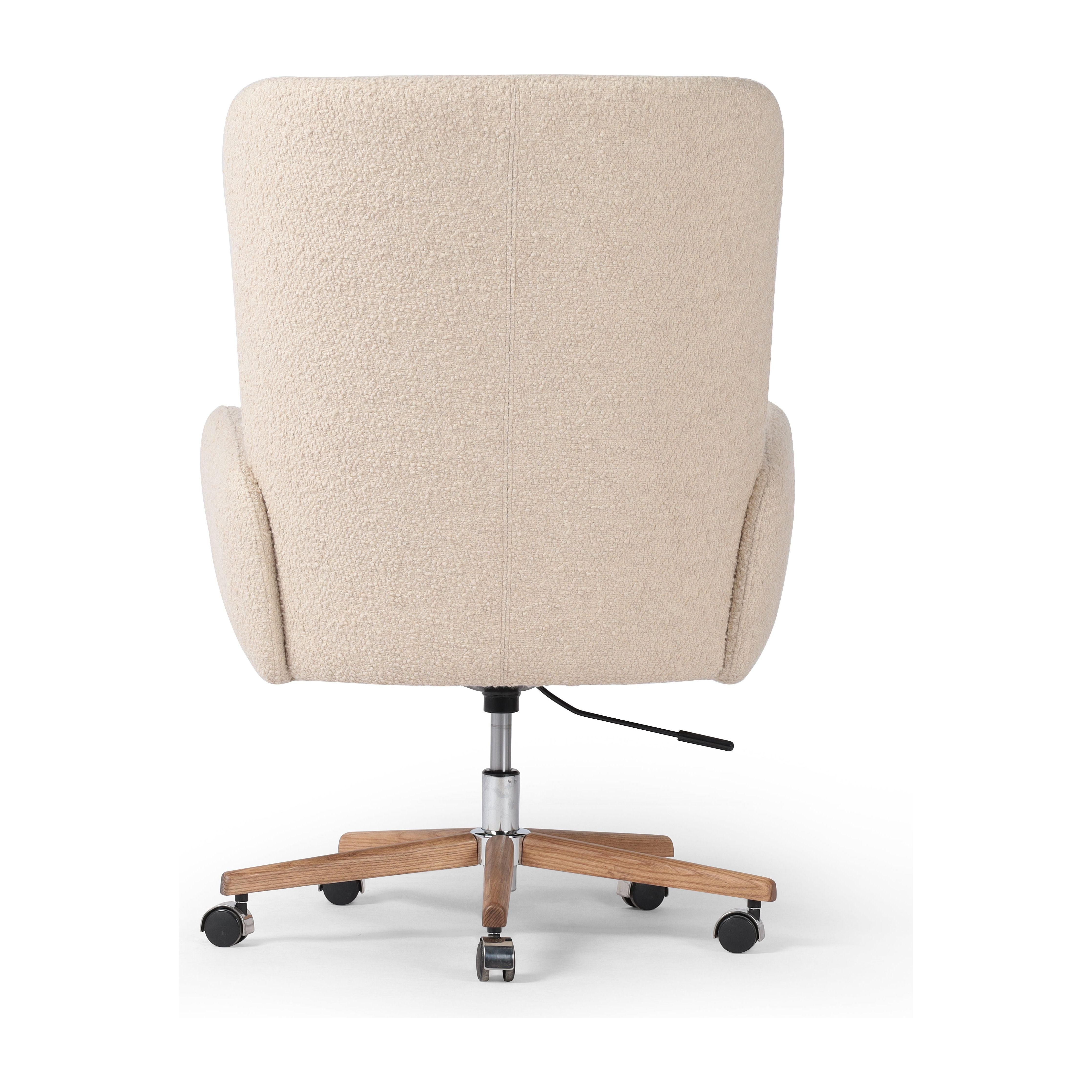 Featuring Cade Lisbon Cream Desk Chair by Four Hands at Amethyst Home. An executive-style chair is upholstered in a high-performance fabric, with subtle curves for a dramatic look and comfortable sit. Casters and seat heigh adjustability for ease in the modern office.
Collection: AllstonColors: Polished Aluminum ,Toasted Ash ,Lisbon CreamMaterials: Aluminum ,Solid Ash ,73% Pl, 19%. Amethyst Home provides interior design, new construction, custom furniture, and area rugs in the Monterey metro area.