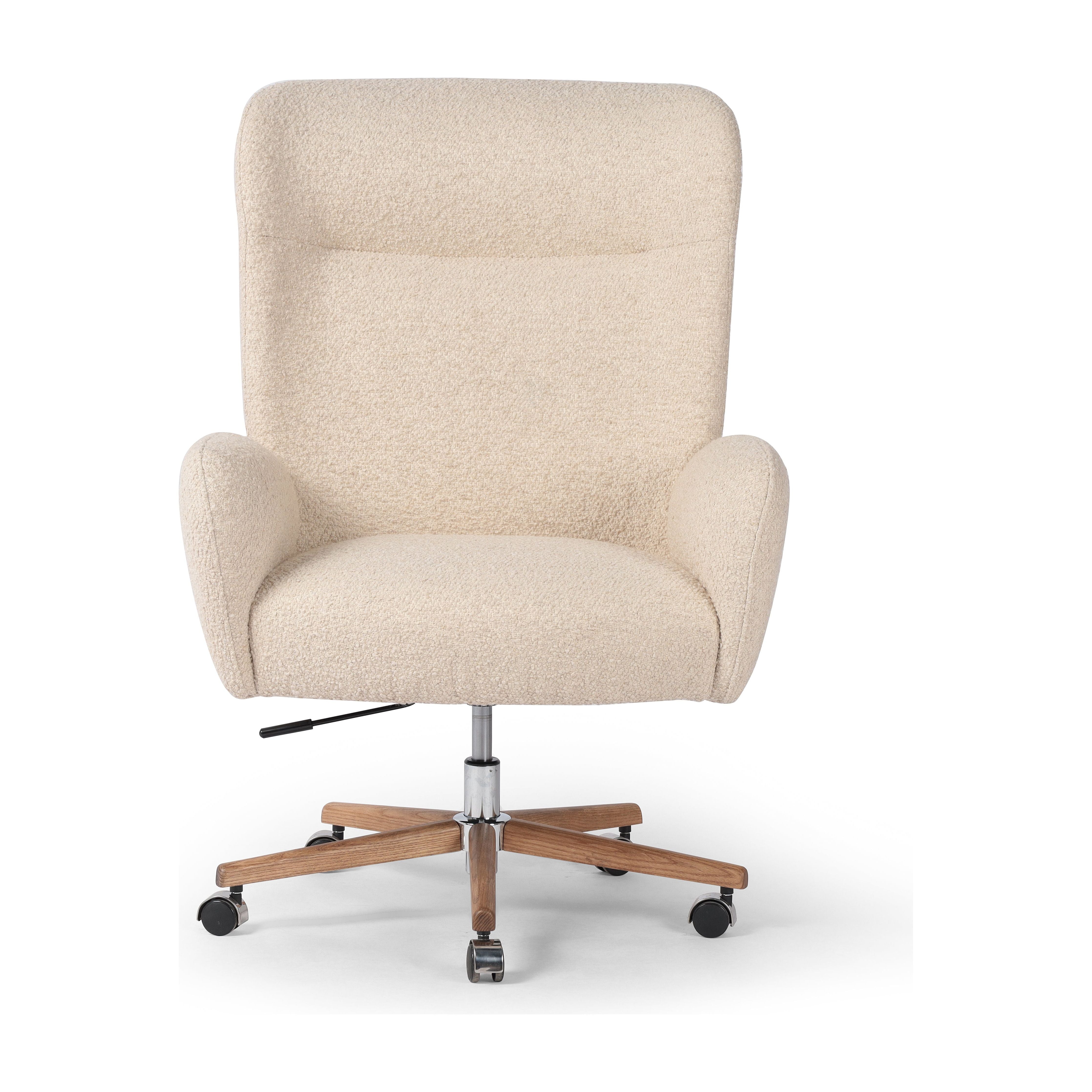 Featuring Cade Lisbon Cream Desk Chair by Four Hands at Amethyst Home. An executive-style chair is upholstered in a high-performance fabric, with subtle curves for a dramatic look and comfortable sit. Casters and seat heigh adjustability for ease in the modern office.
Collection: AllstonColors: Polished Aluminum ,Toasted Ash ,Lisbon CreamMaterials: Aluminum ,Solid Ash ,73% Pl, 19. Amethyst Home provides interior design, new construction, custom furniture, and area rugs in the Nashville metro area.