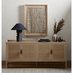 Featuring Caprice Natural Mango Sideboard by Four Hands at Amethyst Home. Monochromatic with a textural twist. Natural mango frames woven cane fronts, with black iron hardware for subtle contrast. Inside, spacious shelving awaits storage of dinnerware and more.Overall Dimensions: 72"W x 17"L x 33"H
Collection: LeightonColors: Natural Mango ,Gunmetal ,Natu. Amethyst Home provides interior design, new home construction design consulting, vintage area rugs, and lighting in the Los Angeles metro area.
