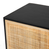 Featuring Carmel Black Wash Sideboard by Four Hands at Amethyst Home. Mid-century-inspired style with an organic twist. Surrounded by black mango casing, light cane weaves for a fresh, high-contrast look with natural depth. Angular gunmetal-finished iron legs offer an intriguing contrast of texture and tone.Overall Dimensions: 72"W x 18"L x 31"H
Collection: PrescottColors: Bla. Amethyst Home provides interior design, new construction, custom furniture, and area rugs in the Laguna Beach metro area.