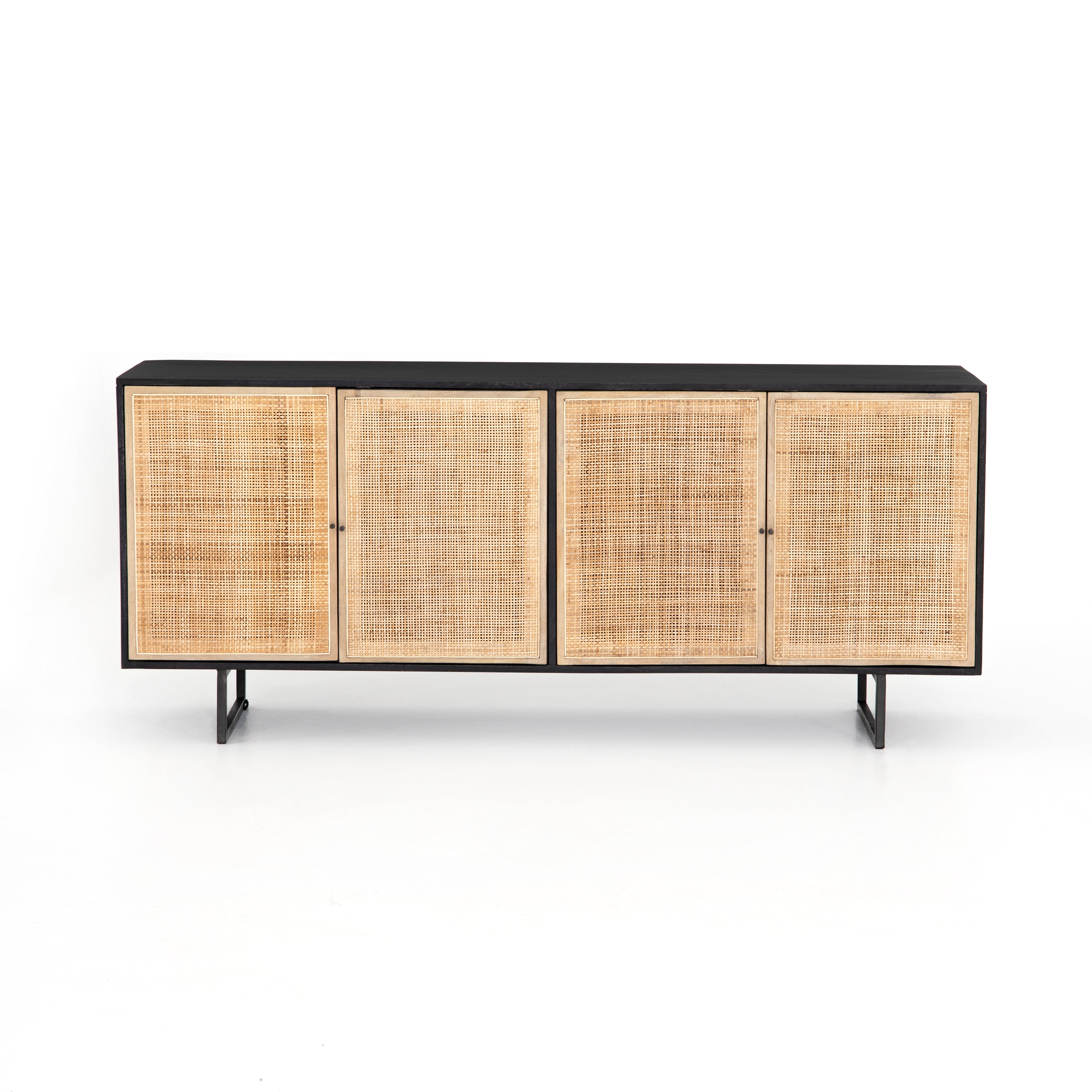 Featuring Carmel Black Wash Sideboard by Four Hands at Amethyst Home. Mid-century-inspired style with an organic twist. Surro
