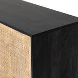 Featuring Carmel Black Wash Sideboard by Four Hands at Amethyst Home. Mid-century-inspired style with an organic twist. Surrounded by black mango casing, light cane weaves for a fresh, high-contrast look with natural depth. Angular gunmetal-finished iron legs offer an intriguing contrast of texture and tone.Overall Dimensions: 72"W x 18"L x 31"H
Collection: PrescottColors: Black . Amethyst Home provides interior design, new construction, custom furniture, and area rugs in the Park City metro area.
