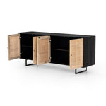 Featuring Carmel Black Wash Sideboard by Four Hands at Amethyst Home. Mid-century-inspired style with an organic twist. Surrounded by black mango casing, light cane weaves for a fresh, high-contrast look with natural depth. Angular gunmetal-finished iron legs offer an intriguing contrast of texture and tone.Overall Dimensions: 72"W x 18"L x 31"H
Collection: PrescottColors: Black W. Amethyst Home provides interior design, new construction, custom furniture, and area rugs in the Portland metro area.