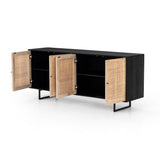 Featuring Carmel Black Wash Sideboard by Four Hands at Amethyst Home. Mid-century-inspired style with an organic twist. Surrounded by black mango casing, light cane weaves for a fresh, high-contrast look with natural depth. Angular gunmetal-finished iron legs offer an intriguing contrast of texture and tone.Overall Dimensions: 72"W x 18"L x 31"H
Collection: PrescottColors: Black W. Amethyst Home provides interior design, new construction, custom furniture, and area rugs in the Portland metro area.