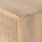 Featuring Carmel Natural Mango Small Cabinet by Four Hands at Amethyst Home. Mid-century style with an organic twist. Surrounded by mango casing, light cane weaves for a fresh look with natural depth. Angular gunmetal-finished iron legs offer an intriguing contrast of texture and tone. Perfect solo or paired up.Overall Dimensions: 35"W x 18"L x 32"HColors: Natural Cane, Natural Mango, Charc. Amethyst Home provides interior design services, furniture, rugs, and lighting in the Calabasas metro area.