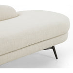 Pristinely upholstered in a cozy, chunky high-performance fabric, soft pill shaping speaks to the grand Parisian inspiration behind this unique statement chaise, with cross-base stretchers and splayed legs of black stainless steel. Performance fabrics are specially created to withstand spills, stains, high traffic and wear, ensuring long-term comfort and unmatched durability. Amethyst Home provides interior design, new construction, custom furniture, and area rugs in the Alpharetta metro area.