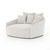 Featuring Chloe Delta Bisque Media Lounger by Four Hands at Amethyst Home. Roomy style. Off-white high-performance fabric covers a dramatic U shape for a spacious, sink-in sit. Throw pillows present an added touch of comfort to this sensibly styled media lounger, perfect for movie nights. Performance fabrics are specially created to withstand spills, stains. Amethyst Home provides interior design, new home construction design consulting, vintage area rugs, and lighting in the Charlotte metro area.
