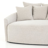 Featuring Chloe Delta Bisque Media Lounger by Four Hands at Amethyst Home. Roomy style. Off-white high-performance fabric covers a dramatic U shape for a spacious, sink-in sit. Throw pillows present an added touch of comfort to this sensibly styled media lounger, perfect for movie nights. Performance fabrics are specially created to withstand spills, stains, hi. Amethyst Home provides interior design, new home construction design consulting, vintage area rugs, and lighting in the Omaha metro area.