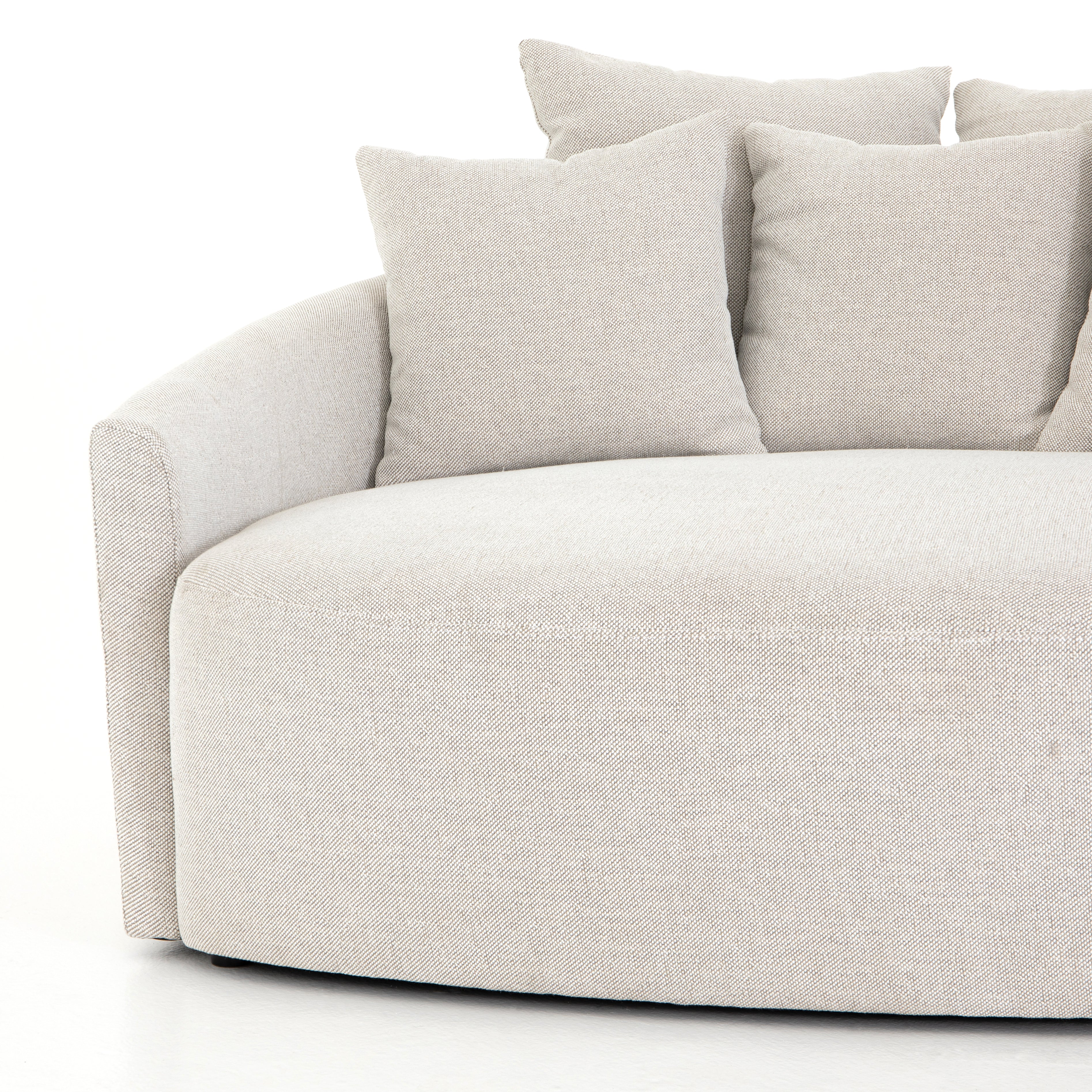 Featuring Chloe Delta Bisque Media Lounger by Four Hands at Amethyst Home. Roomy style. Off-white high-performance fabric covers a dramatic U shape for a spacious, sink-in sit. Throw pillows present an added touch of comfort to this sensibly styled media lounger, perfect for movie nights. Performance fabrics are specially created to withstand spills, stains, hi. Amethyst Home provides interior design, new home construction design consulting, vintage area rugs, and lighting in the Omaha metro area.