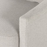 Featuring Chloe Delta Bisque Swivel Chair by Four Hands at Amethyst Home. Neutral performance fabric covers a dramatic U shape for a sink-in sit. Throw pillows add a touch of comfort to this 360-degree swivel chair. Performance fabrics are specially created to withstand spills, stains, high traffic and wear, ensuring long-term comfort and unmatched durability.Overall Dimensions:. Amethyst Home provides interior design, new construction, custom furniture, and area rugs in the Alpharetta metro area.