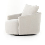 Featuring Chloe Delta Bisque Swivel Chair by Four Hands at Amethyst Home. Neutral performance fabric covers a dramatic U shape for a sink-in sit. Throw pillows add a touch of comfort to this 360-degree swivel chair. Performance fabrics are specially created to withstand spills, stains, high traffic and wear, ensuring long-term comfort and unmatched durability.Overall Dimensions: . Amethyst Home provides interior design, new construction, custom furniture, and area rugs in the Calabasas metro area.