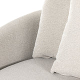 Featuring Chloe Delta Bisque Swivel Chair by Four Hands at Amethyst Home. Neutral performance fabric covers a dramatic U shape for a sink-in sit. Throw pillows add a touch of comfort to this 360-degree swivel chair. Performance fabrics are specially created to withstand spills, stains, high traffic and wear, ensuring long-term comfort and unmatched durability.Overall Dimensions. Amethyst Home provides interior design, new construction, custom furniture, and area rugs in the Kansas City metro area.
