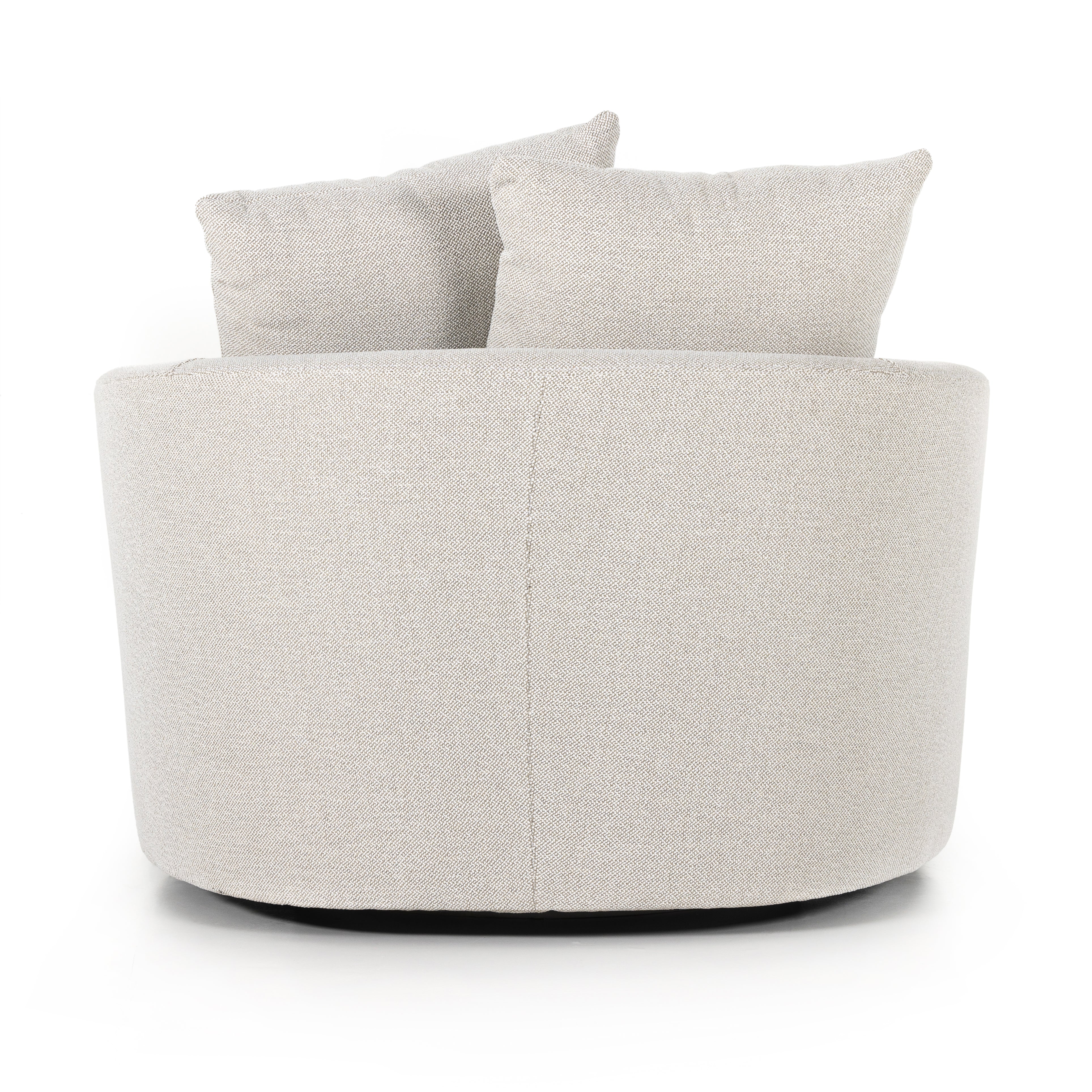 Featuring Chloe Delta Bisque Swivel Chair by Four Hands at Amethyst Home. Neutral performance fabric covers a dramatic U shape for a sink-in sit. Throw pillows add a touch of comfort to this 360-degree swivel chair. Performance fabrics are specially created to withstand spills, stains, high traffic and wear, ensuring long-term comfort and unmatched durability.Overall Dimension. Amethyst Home provides interior design, new construction, custom furniture, and area rugs in the Laguna Beach metro area.