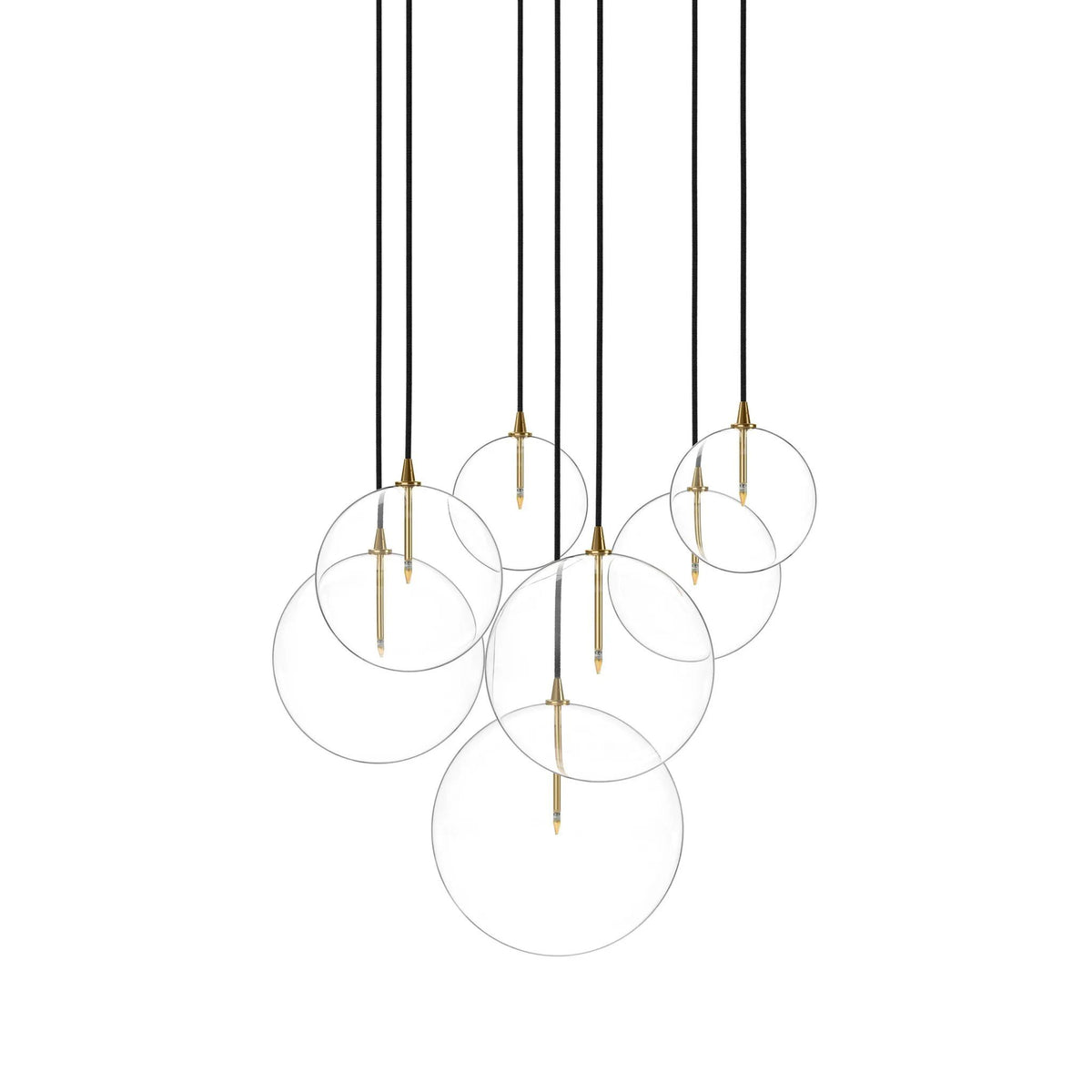 Cluster Black Cord 7 MIX Burnished Brass Chandelier | ready to ship!