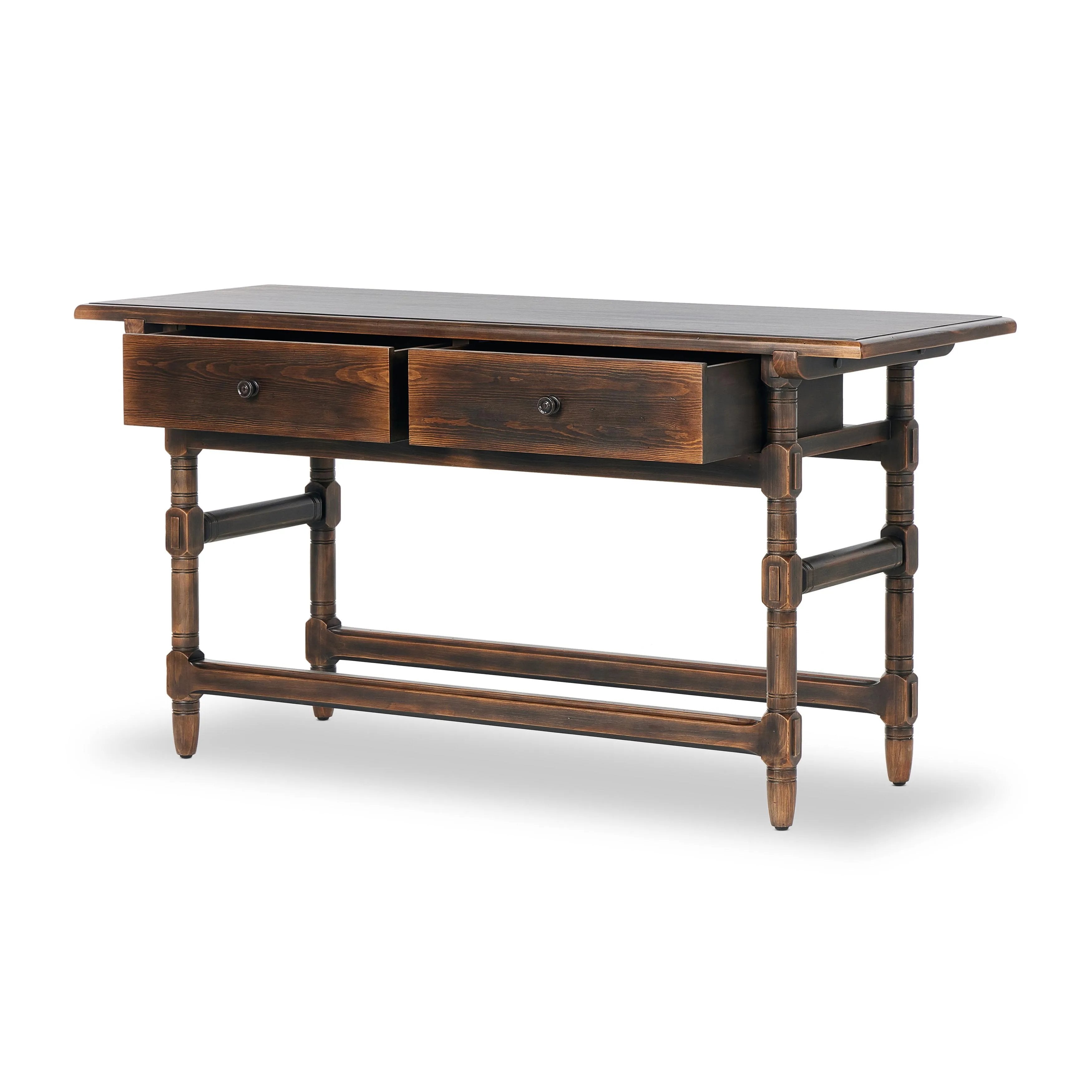 Featuring Colonial Aged Brown Table by Four Hands at Amethyst Home. Made from solid pine From the makers at Van Thiel: One-of-a-kind antique-inspired pieces crafted from solid wood with hand-applied finishes. This console creatively doubles as a kitchen island.Overall Dimensions: 26.5"W x 70"L x 36"H
Collection: Van ThielColors: Aged Bronze ,Aged Brown ,Age. Amethyst Home provides interior design, new home construction design consulting, vintage area rugs, and lighting in the Calabasas metro area.