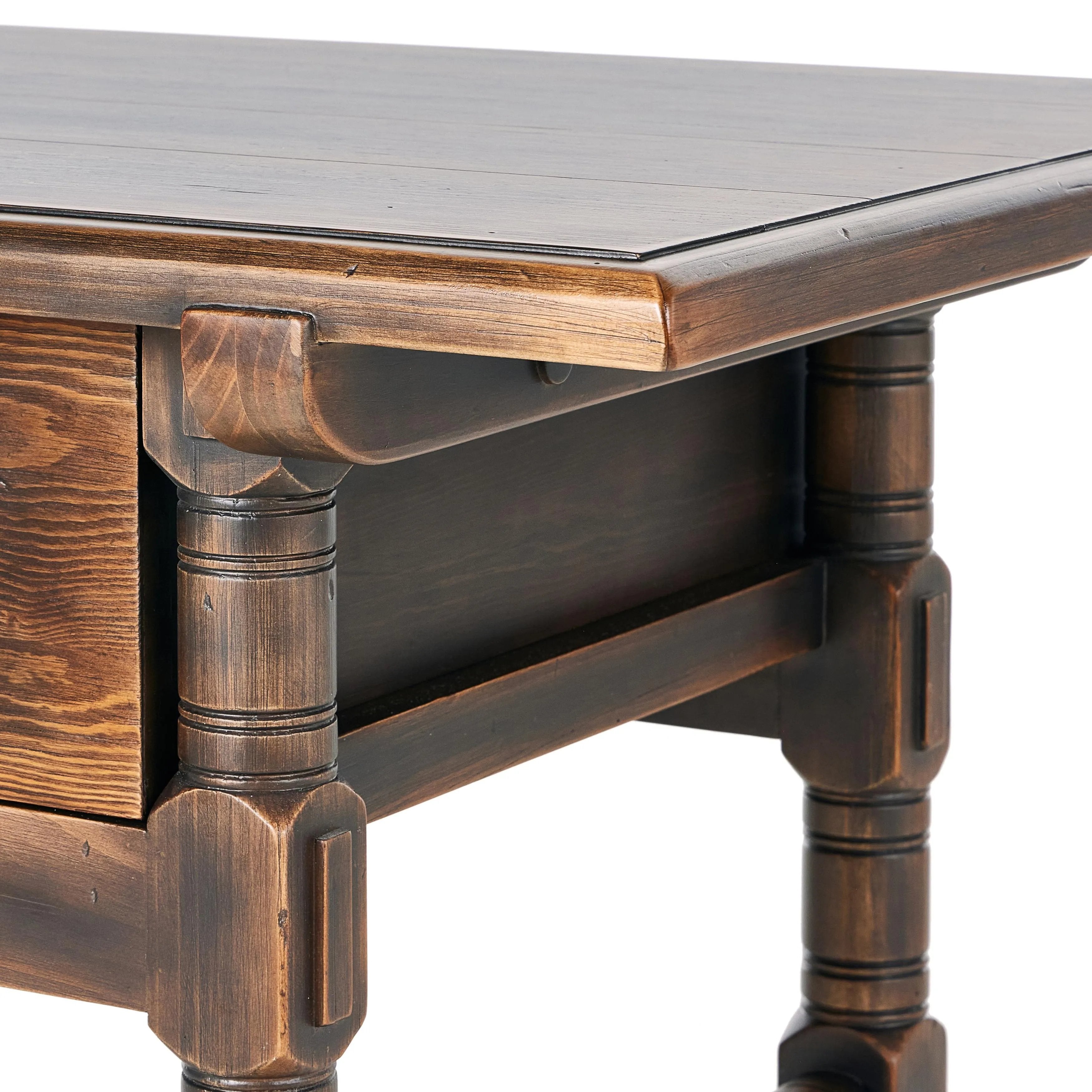 Featuring Colonial Aged Brown Table by Four Hands at Amethyst Home. Made from solid pine From the makers at Van Thiel: One-of-a-kind antique-inspired pieces crafted from solid wood with hand-applied finishes. This console creatively doubles as a kitchen island.Overall Dimensions: 26.5"W x 70"L x 36"H
Collection: Van ThielColors: Aged Bronze ,Aged Brown ,Aged Br. Amethyst Home provides interior design, new home construction design consulting, vintage area rugs, and lighting in the Miami metro area.