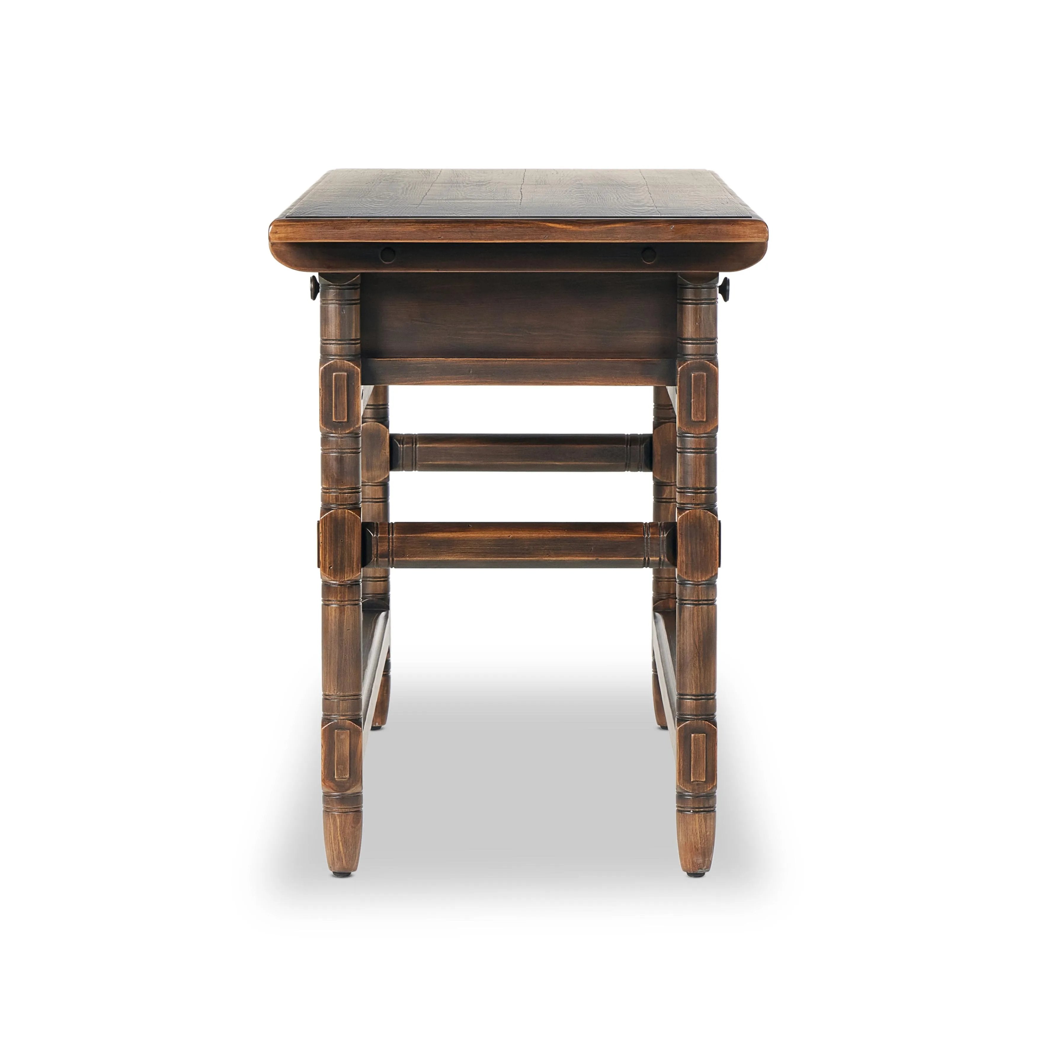 Featuring Colonial Aged Brown Table by Four Hands at Amethyst Home. Made from solid pine From the makers at Van Thiel: One-of-a-kind antique-inspired pieces crafted from solid wood with hand-applied finishes. This console creatively doubles as a kitchen island.Overall Dimensions: 26.5"W x 70"L x 36"H
Collection: Van ThielColors: Aged Bronze ,Aged Brown ,Aged Br. Amethyst Home provides interior design, new home construction design consulting, vintage area rugs, and lighting in the Tampa metro area.