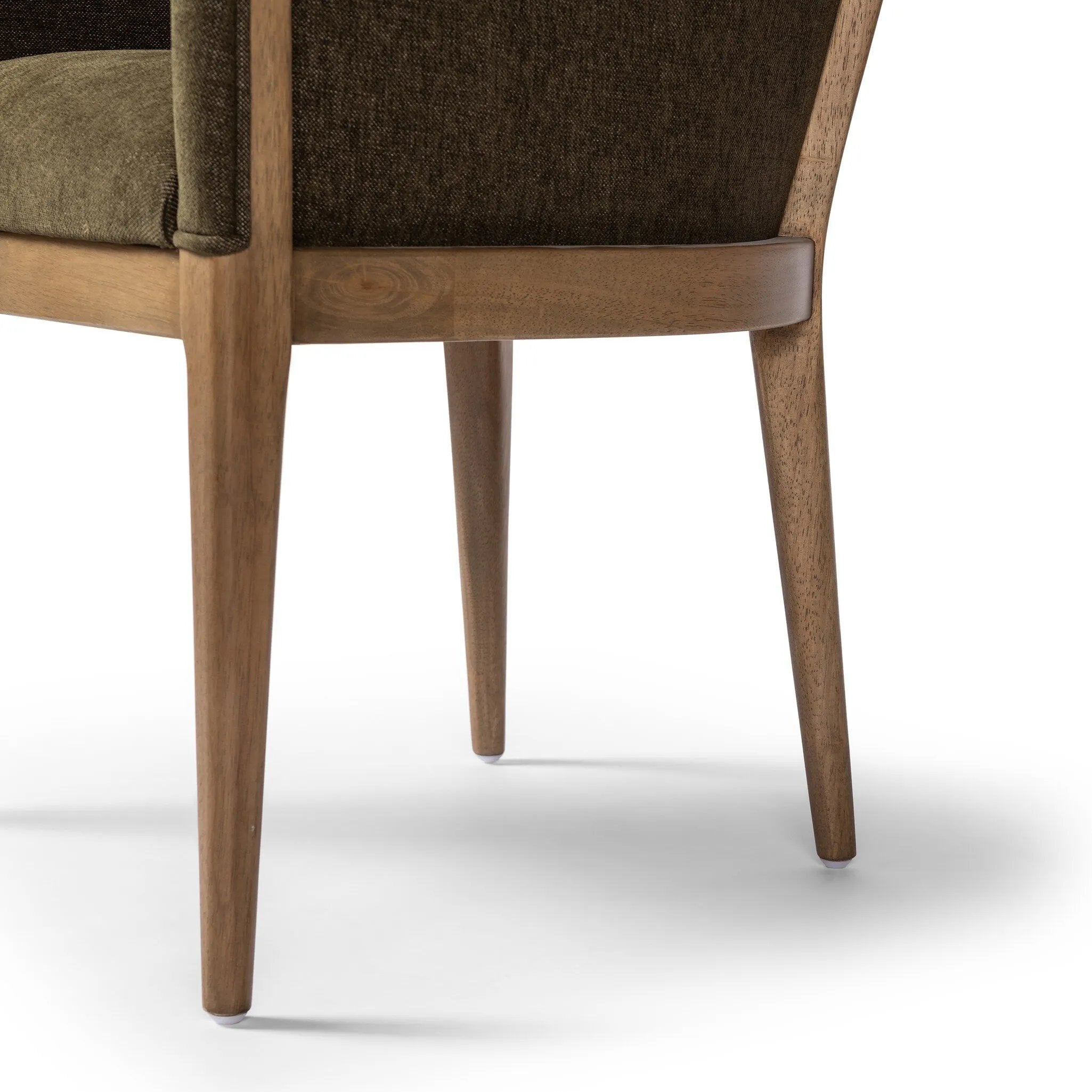 Featuring Colston Sutton Olive Dining Chair by Four Hands at Amethyst Home. A Swedish Gustavian inspired captain chair gets a modern update with high arms and an exposed frame. The tight cushion in olive fabric paired with buff parawood lends a luxe natural feel.Collection: WestgateColors: Sutton Olive ,Warm Buff ParawoodMaterials: 100% Polyester ,Solid Parawo. Amethyst Home provides interior design, new home construction design consulting, vintage area rugs, and lighting in the Austin metro area.