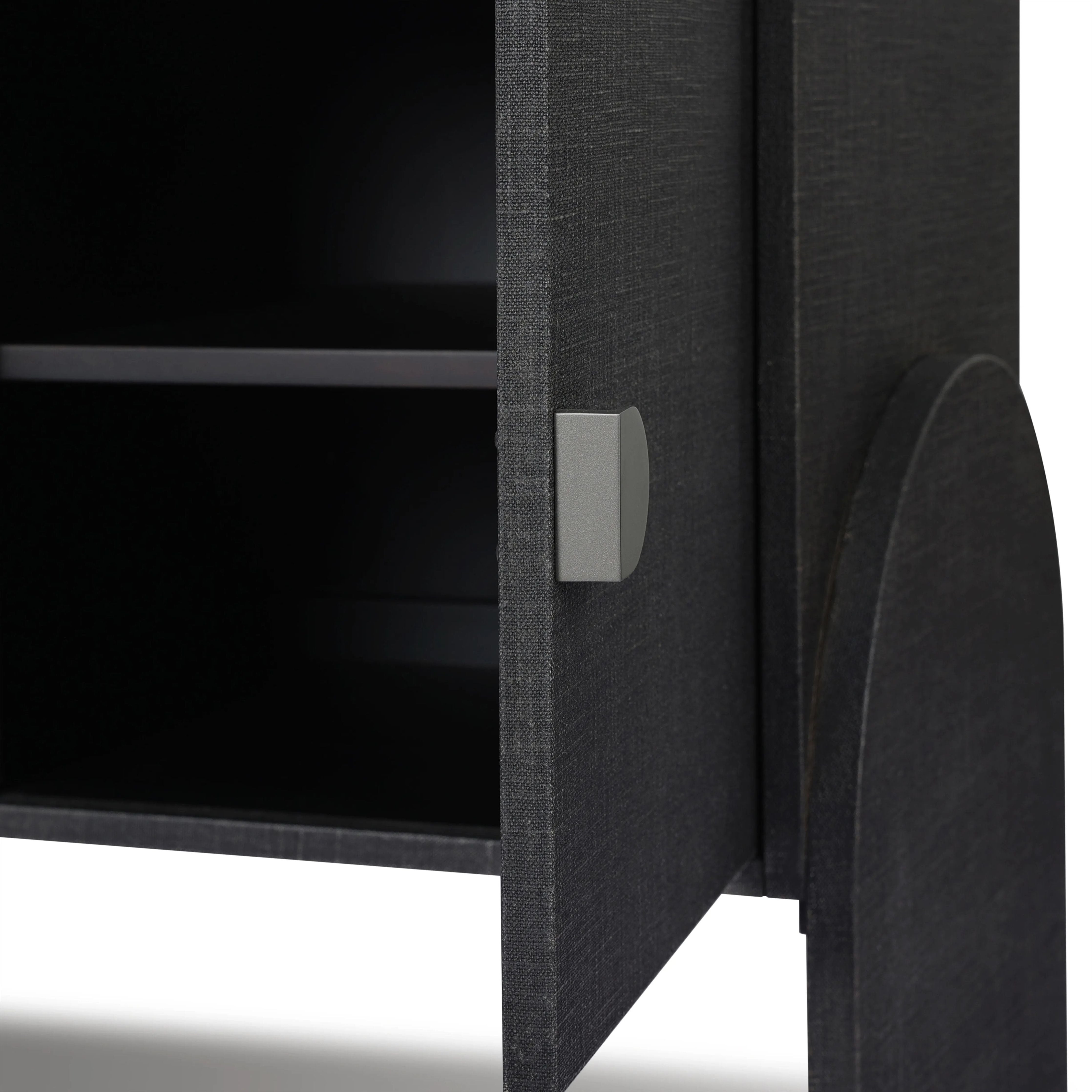 Featuring Cressida Black Linen Sideboard by Four Hands at Amethyst Home. Talk about novelty. Made from painted black linen, arched legs soften otherwise clean, modern shaping. Gunmetal, half-moon iron hardware completes the look. Rear cutouts for cord management.Overall Dimensions: 72"W x 19"L x 30"H
Collection: CallahanColors: Black Linen ,GunmetalMate. Amethyst Home provides interior design, new home construction design consulting, vintage area rugs, and lighting in the Newport Beach metro area.